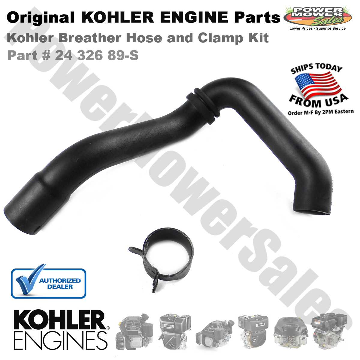 Kohler Breather Hose and Clamp Kit for CH18, CH20, CH22